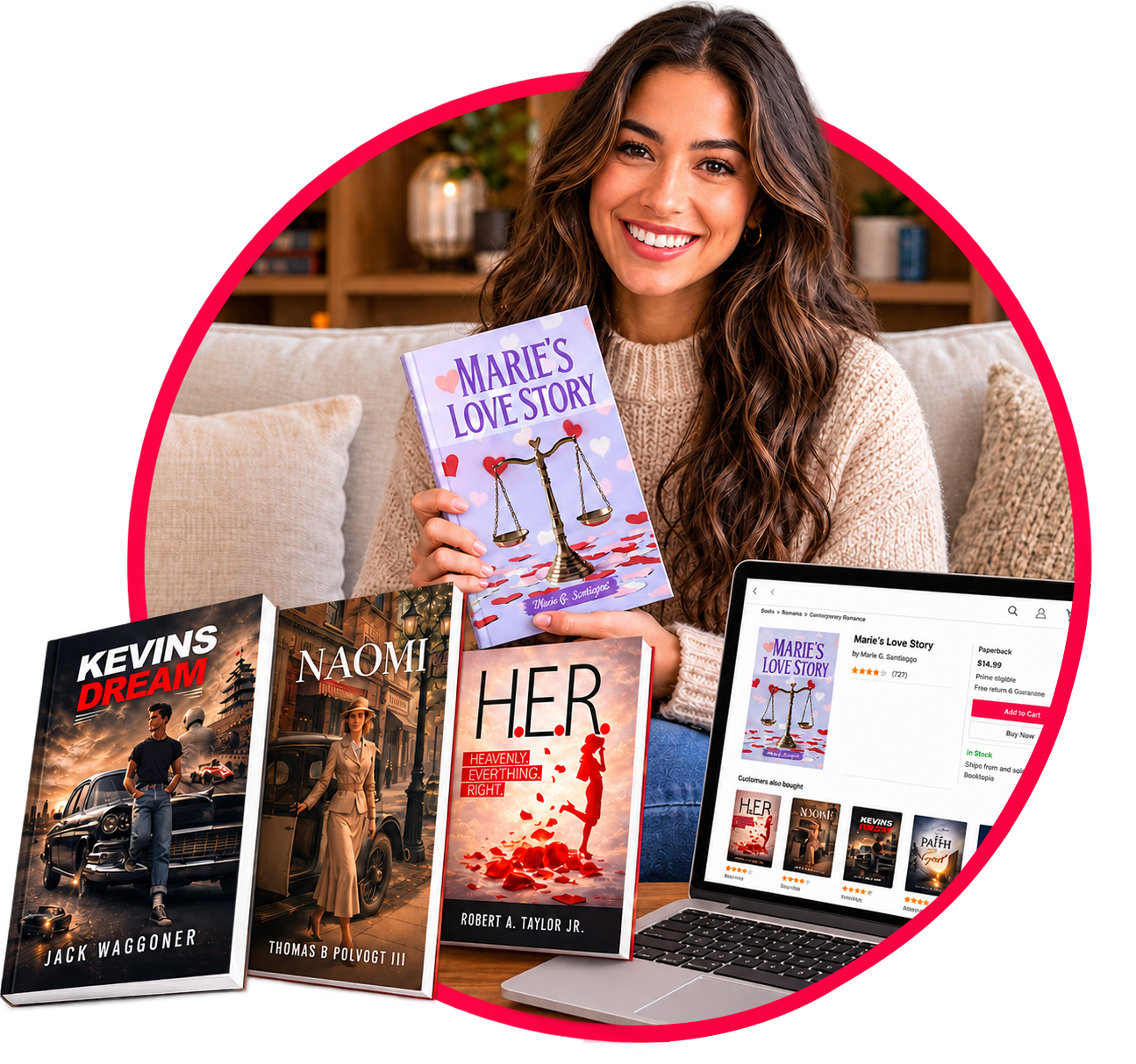 Author with published books and an online book listing